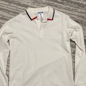 Jacadi White Polo Shirt with Red and Black Collar
